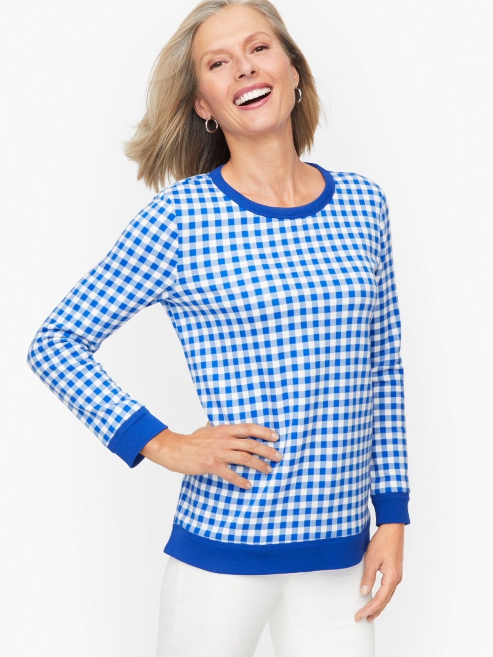NWT Talbots Gingham Crewneck Sweatshirt